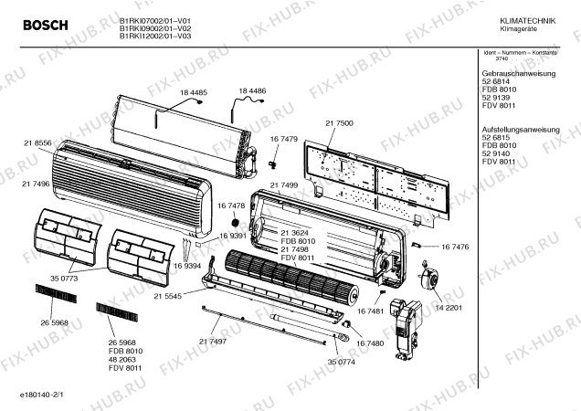 Схема №1 B1RKI09002 silence с изображением Инструкция по установке/монтажу для кондиционера Bosch 00529140