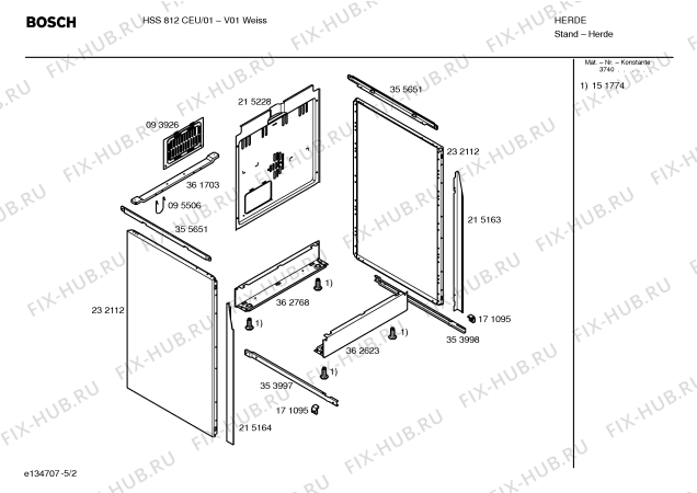 Взрыв-схема плиты (духовки) Bosch HSS812CEU - Схема узла 02