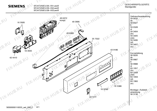 Схема №2 SRS55T02EU Silence comfort с изображением Краткая инструкция для электропосудомоечной машины Siemens 00691958