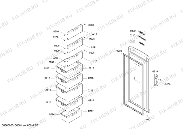 Взрыв-схема холодильника Bosch GSD34410 - Схема узла 02