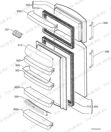 Взрыв-схема холодильника Rex Electrolux RND42351X - Схема узла Door 003