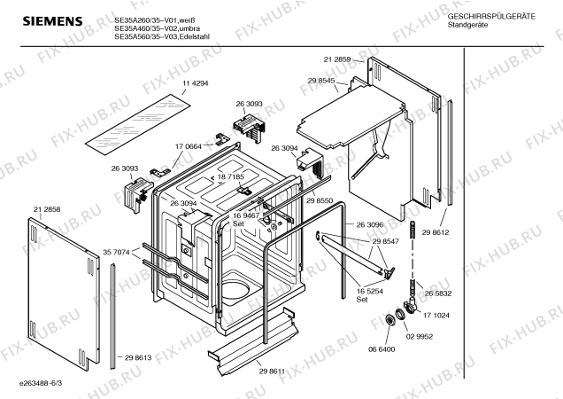Взрыв-схема посудомоечной машины Siemens SE35A260 - Схема узла 03