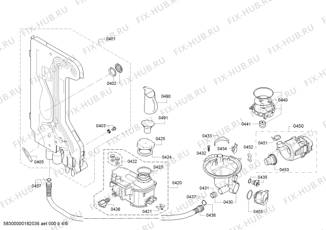 Взрыв-схема посудомоечной машины Siemens SN45D202SK - Схема узла 04