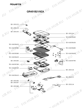 Схема №1 GR451B21/9ZA с изображением Крышечка для мультигриля Rowenta SS-203136