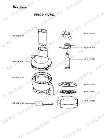 Взрыв-схема кухонного комбайна Moulinex FP60214A/703 - Схема узла CP003144.0P2