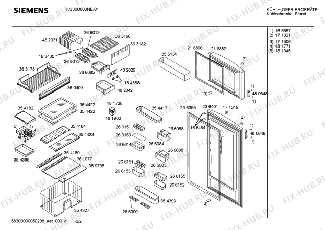 Взрыв-схема холодильника Siemens KS30U600NE - Схема узла 02