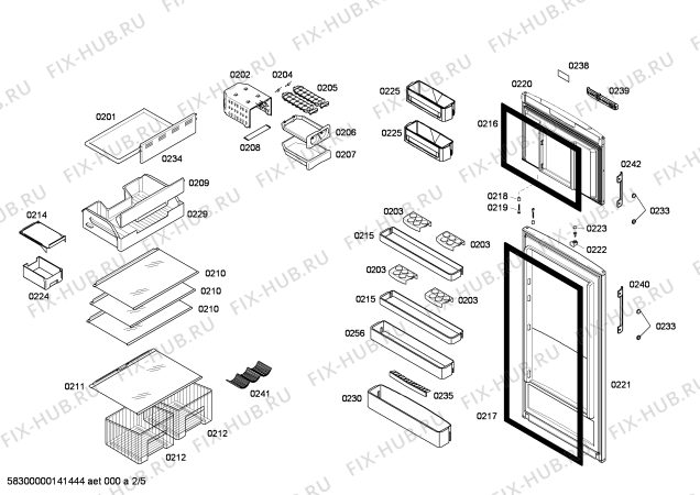 Схема №1 BD4655ANFS с изображением Дверь для холодильной камеры Bosch 00249292