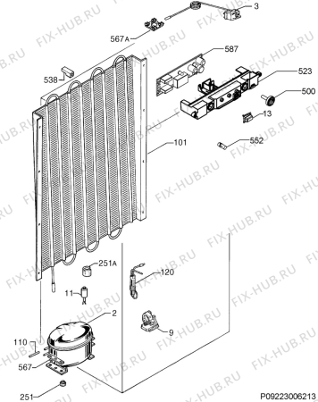 Взрыв-схема холодильника Electrolux EUC29291S - Схема узла Cooling system 017