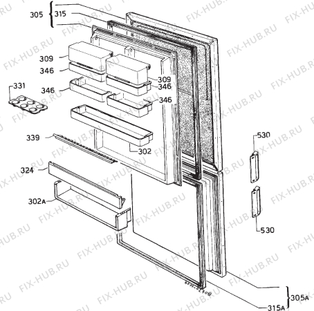 Взрыв-схема холодильника Zanussi Z620/95 - Схема узла Door 003