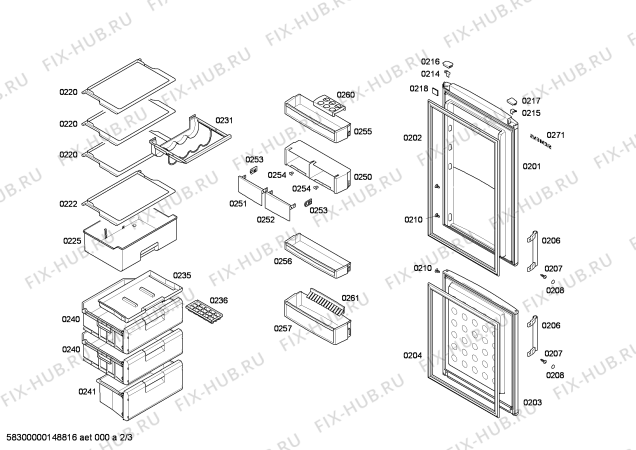 Схема №2 KG33VX97 с изображением Дверь для холодильника Siemens 00249785