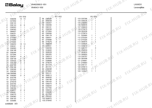 Взрыв-схема посудомоечной машины Balay V6404/2 - Схема узла 03