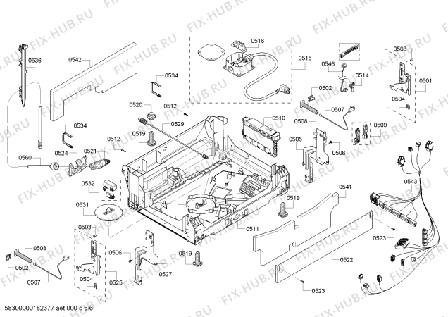 Взрыв-схема посудомоечной машины Bosch SHP68TL5UC SilencePlus 44 dBA - Схема узла 05