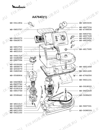 Взрыв-схема кухонного комбайна Moulinex AA764D(1) - Схема узла NP000203.9P3