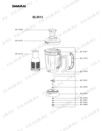 Взрыв-схема блендера (миксера) Samurai BL5013 - Схема узла AP003097.0P2