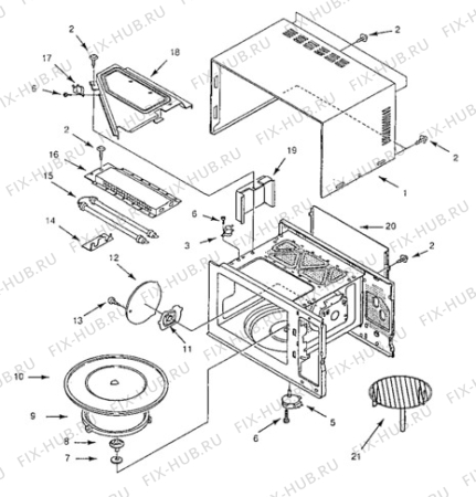 Взрыв-схема микроволновой печи Zanussi ZMJ18SG - Схема узла Oven body