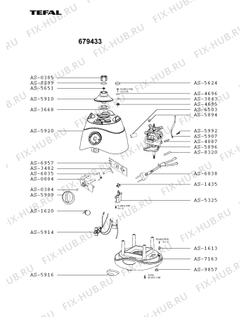 Взрыв-схема блендера (миксера) Tefal 679433 - Схема узла ZP002527.1P2