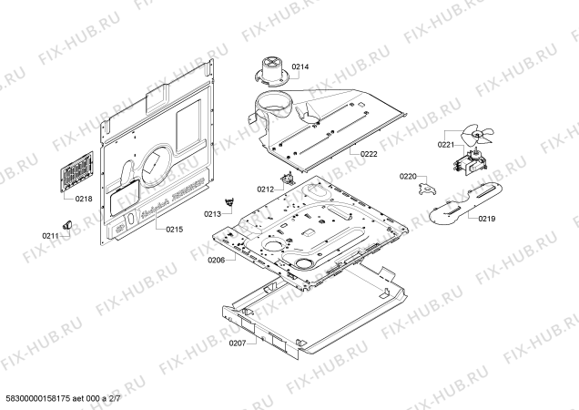 Взрыв-схема плиты (духовки) Bosch HCL422127V - Схема узла 02