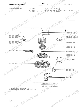 Схема №1 DE 603 с изображением Патрон лампочки для электровытяжки Aeg 8996600120191