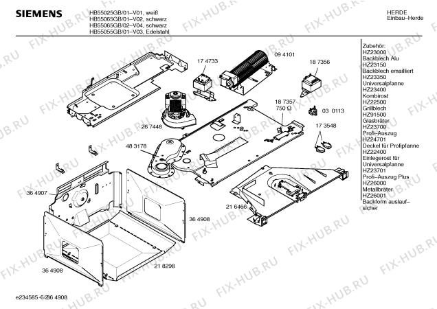 Взрыв-схема плиты (духовки) Siemens HB55065GB - Схема узла 02