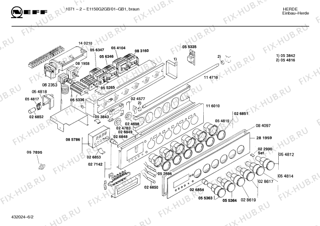 Схема №2 E1150G2GB 1071-2 с изображением Панель для духового шкафа Bosch 00281959