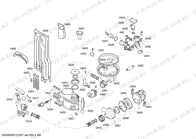 Взрыв-схема посудомоечной машины Siemens SE45E231SK - Схема узла 04
