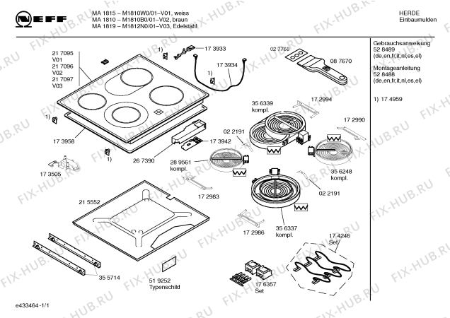 Схема №1 M1810B0 MA 1810 с изображением Стеклокерамика для плиты (духовки) Bosch 00217096