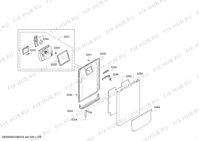 Схема №4 SPUCY43M21 с изображением Внешняя дверь для посудомоечной машины Bosch 00687650