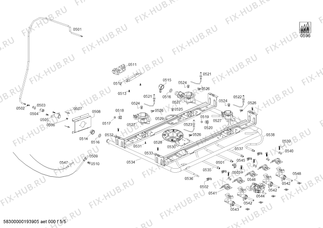 Взрыв-схема плиты (духовки) Bosch HSG34I30SC HSG34I30SC Cocina a gas Bosch Inox - Схема узла 05