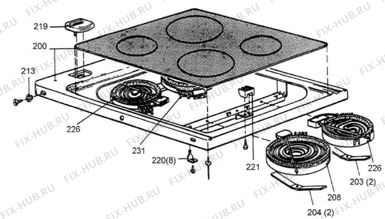 Взрыв-схема вытяжки Gorenje A121E64A FI   -White FS 60 (900000305, A121E64A) - Схема узла 02