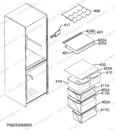 Взрыв-схема холодильника Aeg RCB53121LX - Схема узла Internal parts