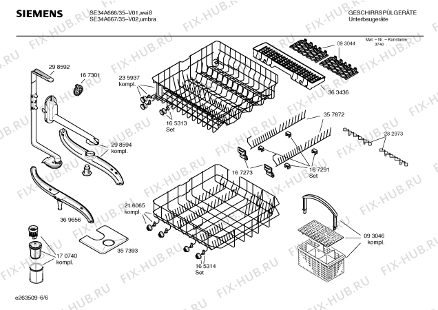 Схема №1 SE34A261 с изображением Инструкция по установке/монтажу для посудомоечной машины Siemens 00584524