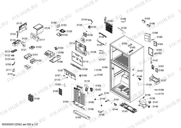 Схема №2 KD40NA40TH с изображением Замок для холодильной камеры Siemens 00606722