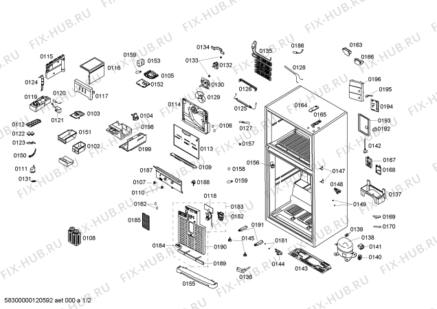 Схема №2 KD44NA70TH с изображением Испаритель для холодильника Siemens 00642049