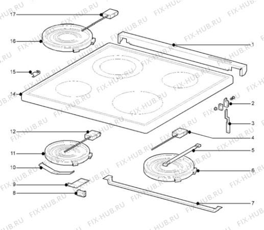 Взрыв-схема плиты (духовки) Electrolux ESI525B - Схема узла Hob 271