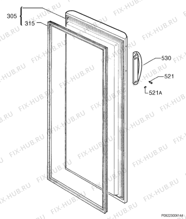 Взрыв-схема холодильника Zanussi ZFU629MX - Схема узла Door 003