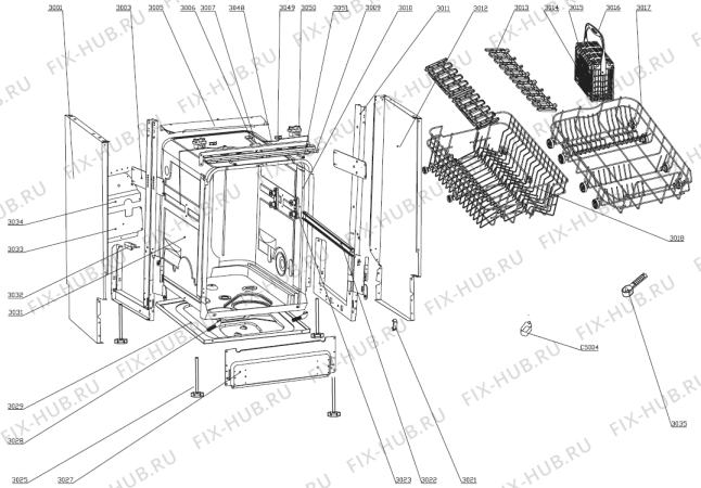 Схема №2 GSI650E (150130, WQP12-9026A) с изображением Дозатор моющих средств для посудомоечной машины Gorenje 317304