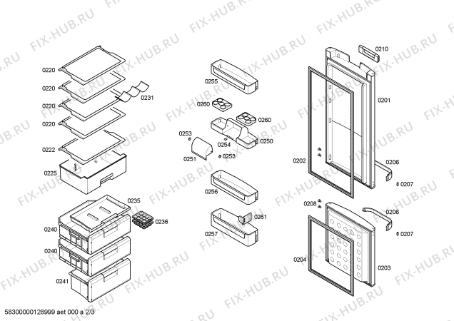 Схема №3 KGS36X80 с изображением Дверь для холодильника Bosch 00244455