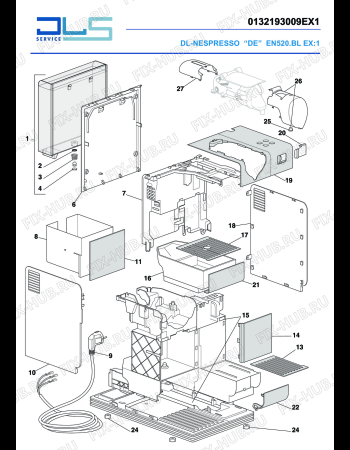 Схема №1 EN520.BL EX:1 LATTISSIMA "PLUS" с изображением Запчасть для электрокофемашины DELONGHI 7313229271