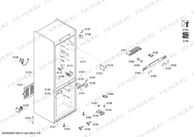 Схема №3 KGN57P75NE с изображением Дверь морозильной камеры для холодильника Bosch 00686979