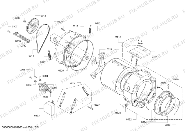 Взрыв-схема стиральной машины Bosch WAS2844WOE Sportline - Схема узла 03