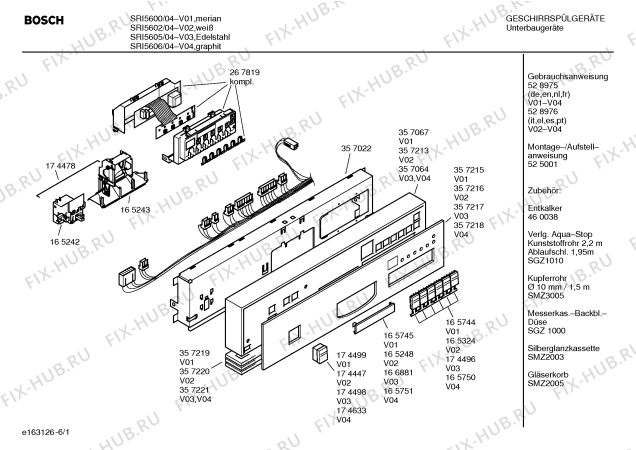 Схема №3 SRI5610 с изображением Кнопка для посудомоечной машины Bosch 00174499