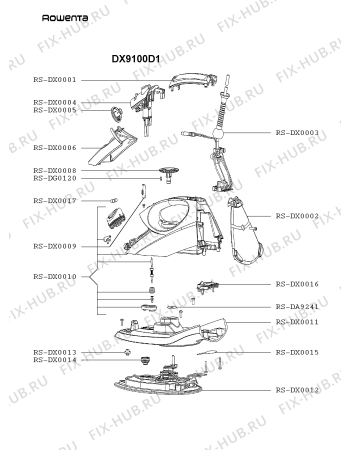 Схема №1 DX9100G5 с изображением Рукоятка для электроутюга Rowenta RS-DX0010