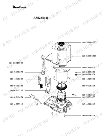 Взрыв-схема соковыжималки Moulinex A7534E(4) - Схема узла GP000844.0P2