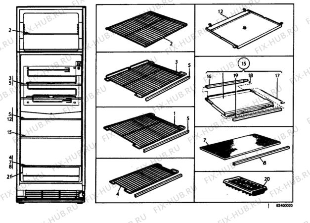 Взрыв-схема холодильника Electrolux TR1288 - Схема узла C10 Interior