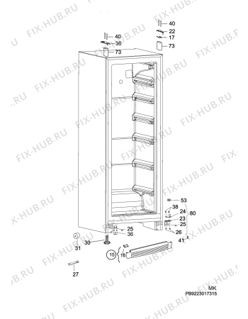 Взрыв-схема холодильника Husqvarna Electrolux QT3582X - Схема узла C10 Cabinet
