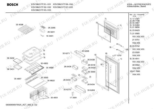 Взрыв-схема холодильника Bosch KSV39621FF - Схема узла 02