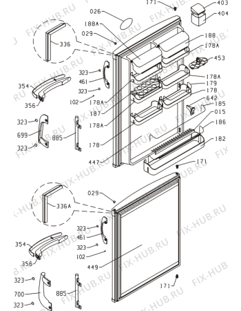 Схема №1 RK6335AL (181119, HZS3366) с изображением Дверка для холодильника Gorenje 165243