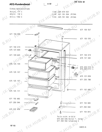 Взрыв-схема холодильника Aeg ARC132 E - Схема узла Housing 001