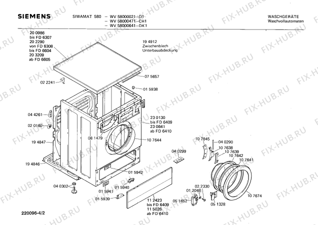 Взрыв-схема стиральной машины Siemens WV58000021 SIWAMAT 580 - Схема узла 02