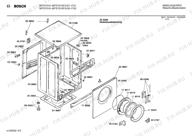 Схема №3 WFS7010FG WFS7010 с изображением Панель для стиралки Bosch 00271618